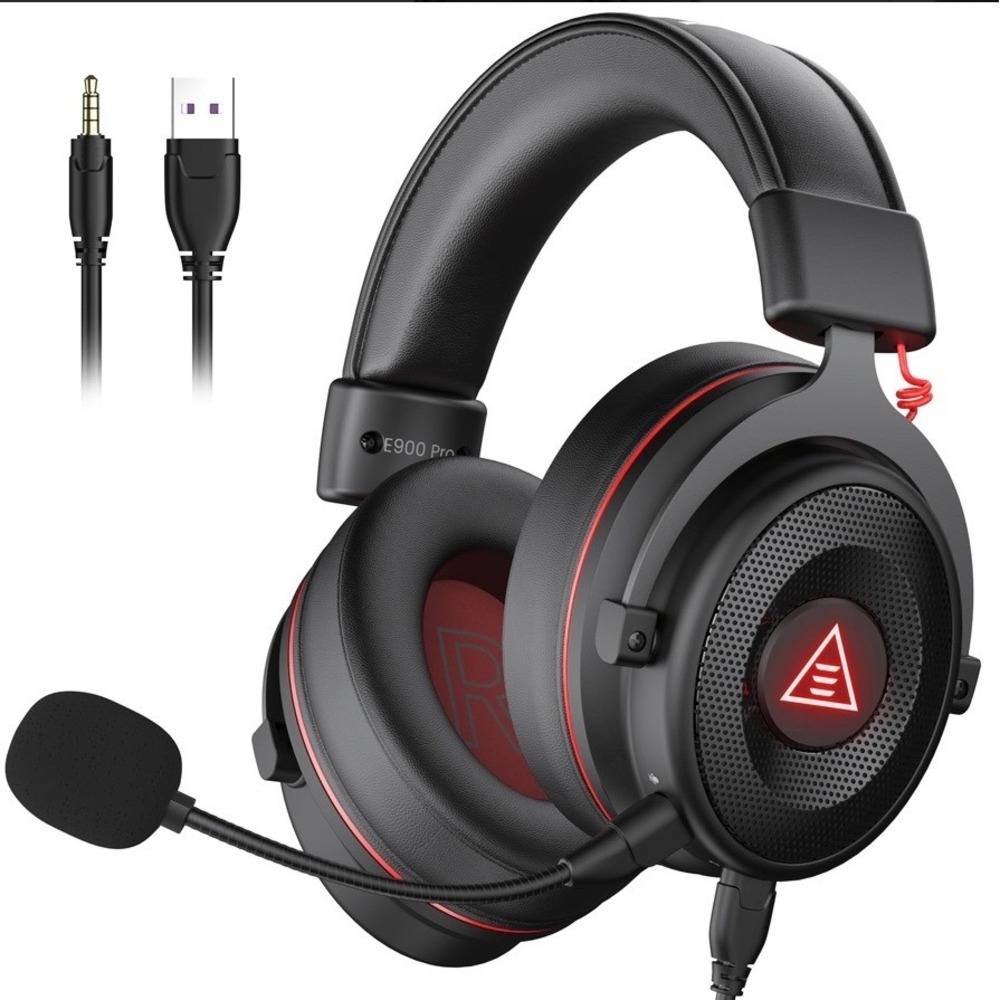 EKSA E900 Pro Gaming Headset 7.1 Surround Sound USB 3.5mm for PS4 PS5 Xbox Red